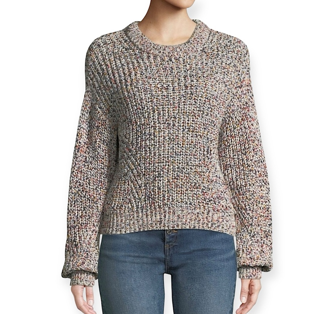 Veronica Beard Ryce women’s marled crochet knit crew neck multicolor sweater S